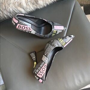 Steve Madden newsprint Black and Pink Women's Heels
